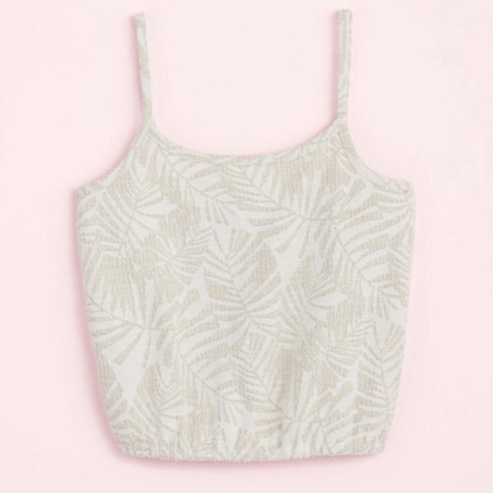 NWT Loft palm tree pattern linen beach vacation tropical bubble hem cami top